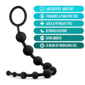 Anal Adventures (Option: Platinum  Silicone 10 Anal Beads  Black)