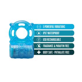 Stay Hard (Option: Rechargeable 5 Function Cock Ring  Blue)