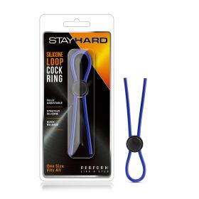 Stay Hard (Option: Silicone Loop Cock Ring  Blue)