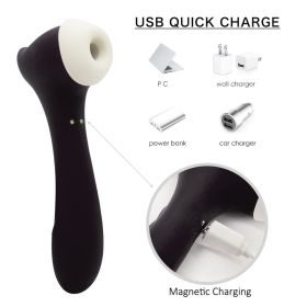 SexToy Sucking and Vibrating Nipple Vibrator Clitoralis Sucker For Women Toy Female Sexual Wellness Adult Toys Women Stimulation Couples Waterpro (Color: BLACK)